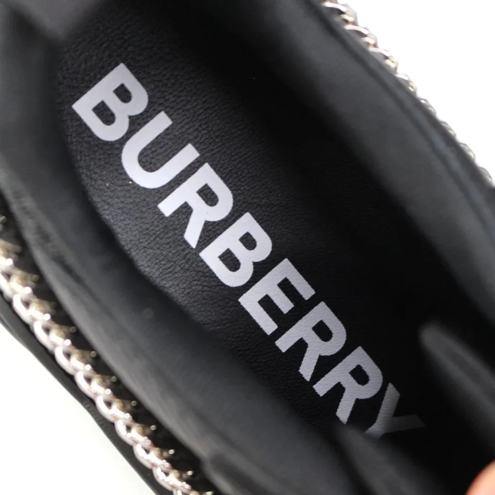 Burberry Arthur Chain Detail Sneakers Low Top Chunky Black Silver 41 Shoes New - Picture 4 of 8